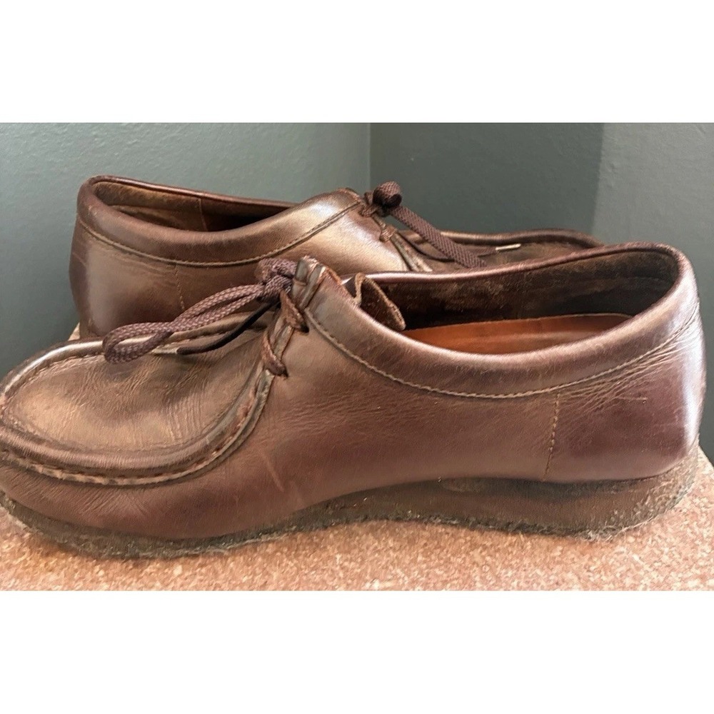 Classic Brown Leather Wallabee Style Shoes Moccasin Toe Lace Up - Size 9.5 - Picture 7 of 7